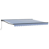 Retractable Awning Manual Blue and White 400x300 cm Fabric 3330485