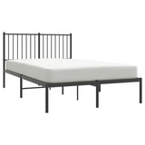 Metal Bed Frame without Mattress with Headboard Black 120x200cm 350862