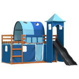 Bunk Bed without Mattress with Slide and Curtains Blue 90x200 cm 3284168