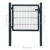 2D Fence Gate Anthracite Grey 106 x 130 cm 141740