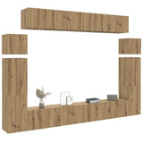8 Piece TV Cabinet Set Wall-mounted Artisan Oak Engineered Wood 3329012