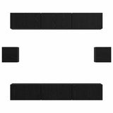 TV Cabinet Set Wall-mounted 8 pcs Black Oak Engineered Wood 3393154