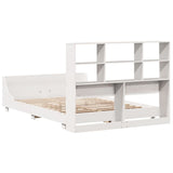 ZNTS Bed Frame without Mattress White 150x200 cm King Size Solid Wood Pine 3323687