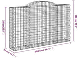 Arched Gabion Baskets 3 pcs 200x30x160/180 cm Galvanised Iron 3146174