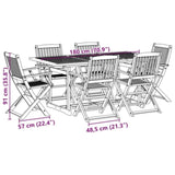 ZNTS 7 Piece Garden Dining Set 180x90x75 cm Solid Wood Acacia 3321528