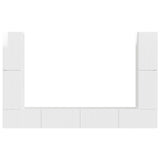 TV Cabinet Set 8 pcs High Gloss White Engineered Wood 3409136