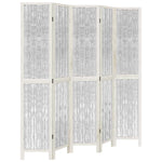 Room Divider 5 Panels White Solid Wood Paulownia 358679
