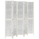 Room Divider 5 Panels White Solid Wood Paulownia 358679