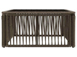 Garden Table Grey and Black 55 x 55 x 37 cm PE Rattan and Glass 42035134