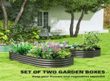 Set of Two 181 x 93cm Steel Planters - Dark Grey T3398P377569