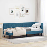 Corner Bed Frame with Headboard Blue 80 x 200 cm Velvet 42016407