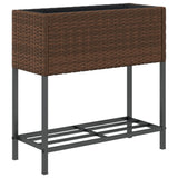 Garden Planters with Shelf 2 pcs Brown 70x28x70 cm Poly Rattan 3210511