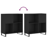 Record Cabinet Black Engineered wood, Iron Medium Record Cabinet 831781