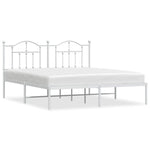 ZNTS Metal Bed Frame without Mattress with Headboard White 180x200cm 353492