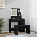 Dressing Table Set with LED Black Engineered Wood 3114116