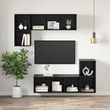 TV Cabinet Set Black Oak 37 x 37 x 107 cm Engineered Wood 875083