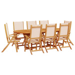 ZNTS 9 Piece Garden Dining Set Solid Wood Acacia and Textilene 3279277