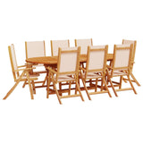 ZNTS 9 Piece Garden Dining Set Solid Wood Acacia and Textilene 3279277