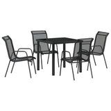 Garden Dining Set 5 pcs Black Powder-Coated Steel 3379136