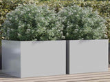 Planters 2 pcs Silver 49x47x46 cm Galvanised Steel 841570