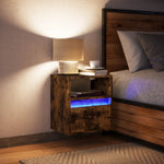 ZNTS Wall-mounted Bedside Cabinet with LED Lights Smoked Oak 3307983