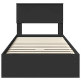 Storage Bed with Headboard Black 90 x 190 cm Engineered Wood 3410841