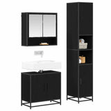 Bathroom Furniture Set 3 pcs Black Oak Engineered Wood 3402553