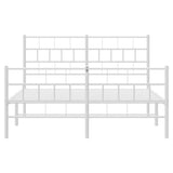 Metal Bed Frame without Mattress with Footboard White 160x200cm 355729
