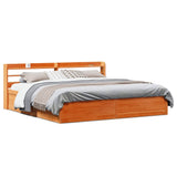 Bed Frame with Headboard Wax Brown 200x200 cm Solid Wood Pine 3307073