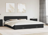Bed Frame with Headboard Black 200 x 200 cm Engineered Wood 3412333