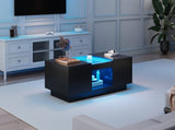 LED Coffee Table for Living Room, Modern Coffee Table with Storage with LED Lights, 2 Tiers and 2 N605P225560B