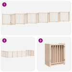 Dog Gate with Door Foldable 12 Panels 600 cm Poplar Wood 3155698