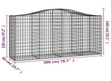 Arched Gabion Baskets 10 pcs 200x50x120/140 cm Galvanised Iron 3145669