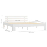 Bed Frame White Solid pine wood, Plywood 180x200 cm Super King 283159