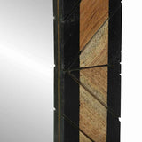 Wall Mirror Black and Brown 50 x 2 x 50 cm Solid Acacia Wood 374116