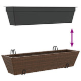 ZNTS Planters with hooks 2 pcs Brown Poly Rattan 366405