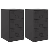 Bedside Cabinets 2pcs Black 34.5x39x62 cm Steel 841776