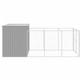 Dog House with Run Light Grey 214x457x181 cm Galvanised Steel 3189126