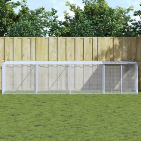 Chicken Cage with Roof Light Grey 403x98x90 cm Galvanised Steel 3189045