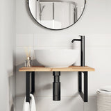 Basin Shelf Wall Mounted Steel and Solid Wood Acacia 3302873