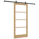 Sliding Door Natural 93 x 202 cm Solid Pine Wood and Glass 3332315