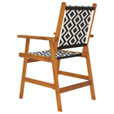 Garden Chair Set of 8 Natural Acacia with Black and White Pattern 3096601