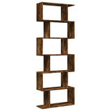 Room Divider Bookcase 6-Tier Smoked Oak 70x24x193 cm Engineered Wood 858088