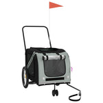 ZNTS Pet Bike Trailer Grey and Black Oxford Fabric and Iron 93902