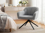 360 Degree Swivel Accent Chair, Teddy Fleece Armchair, Grey T3398P550263