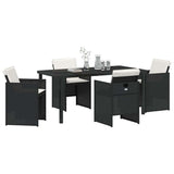 Garden Dining Set with Cushion Folding 5 pcs Black Poly rattan 3379942