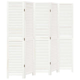 Room Divider 5 Panels White Solid Wood Paulownia 358838