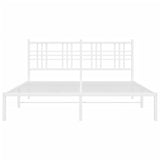 Metal Bed Frame without Mattress with Headboard White 150x200cm 376375