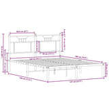 Bed Frame without Mattress Smoked Oak 140x190 cm Engineered Wood 4106743