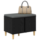 Hall Bench Black Oak 60 x 38 x 46 cm Engineered Wood and Fabric 891521